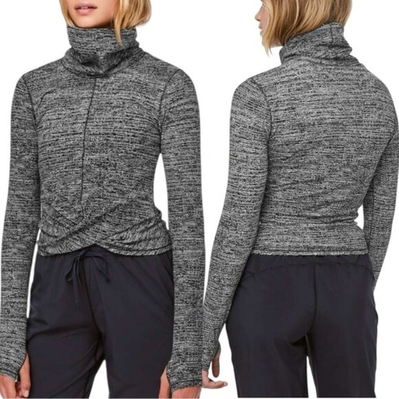 Lululemon Melodic Movement Long Sleeve Size 4 Twillines White Black - Picture 1 of 10